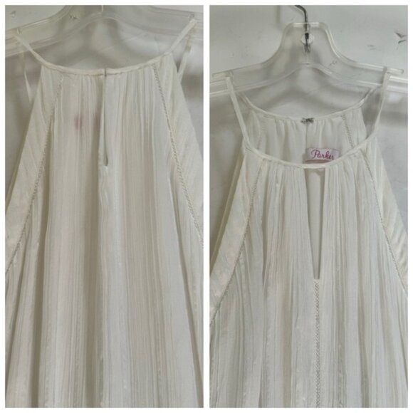 Parker Revolve Bruna Ruffled Tiered Crinkle Mini Dress Eyelet Halter Top Lined S - Picture 12 of 16